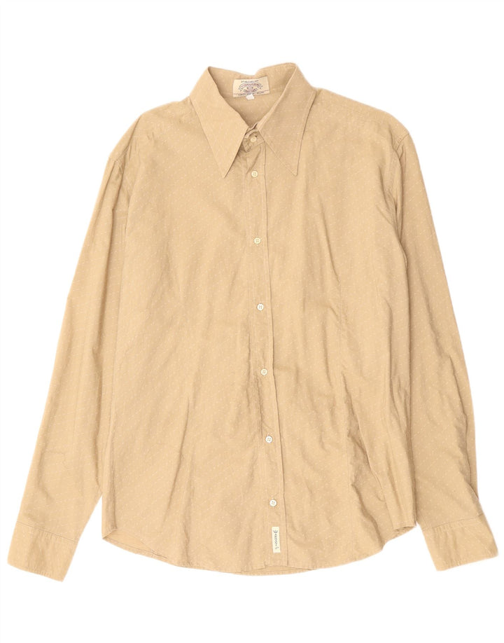 Armani Jeans Herreskjorte Stor Beige Stribet Bomuld