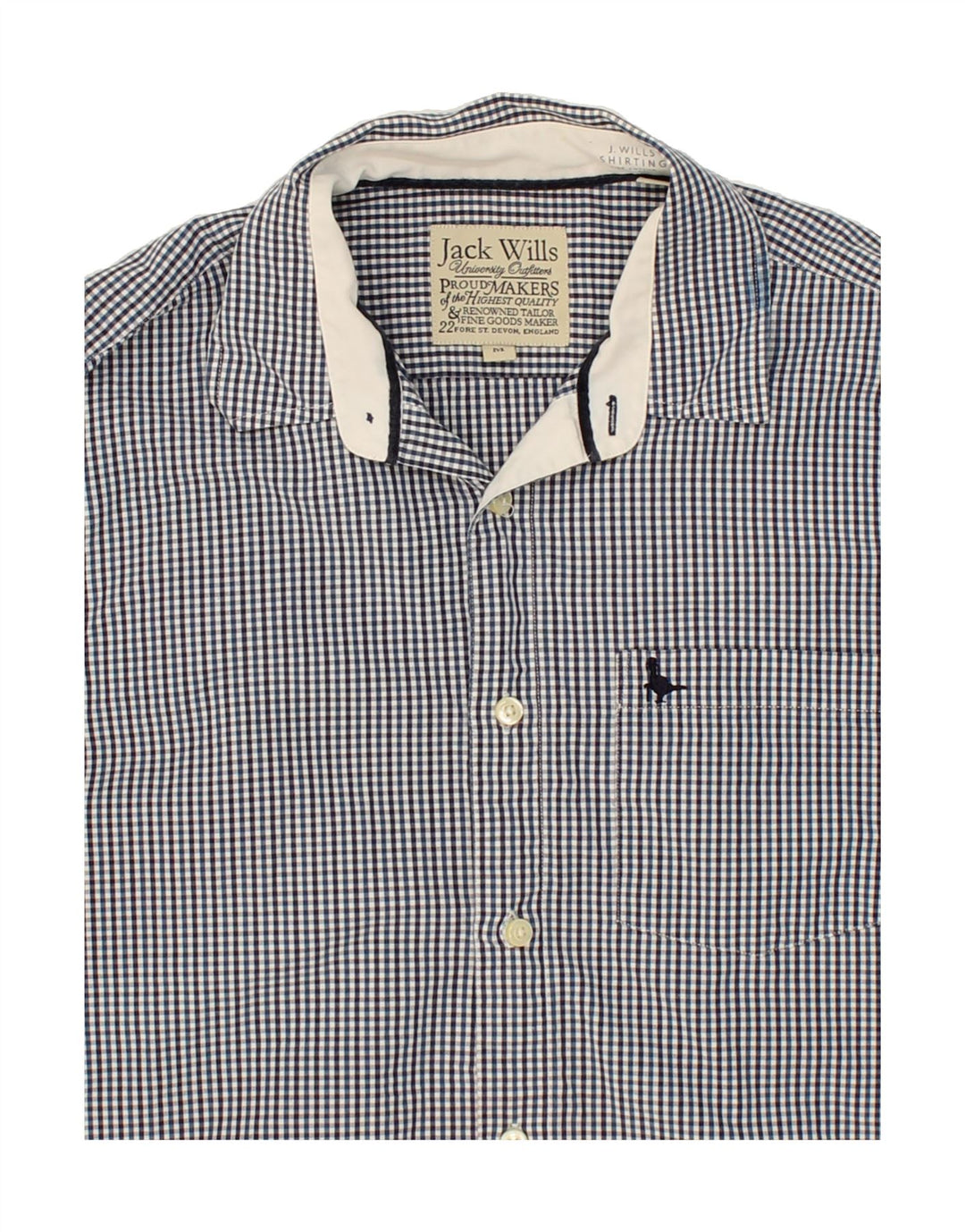 JACK WILLS Mens Shirt Medium Navy Blue Gingham Cotton Vintage Jack Wills and Second-Hand Jack Wills from Messina Hembry 