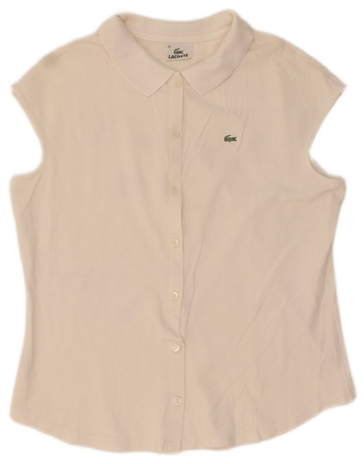 Lacoste kortærmet skjortebluse til kvinder str. 44 Large White