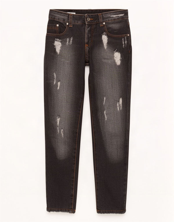 Germano Zama Dame Distressed Tapered Jeans Small W28 L28 Black