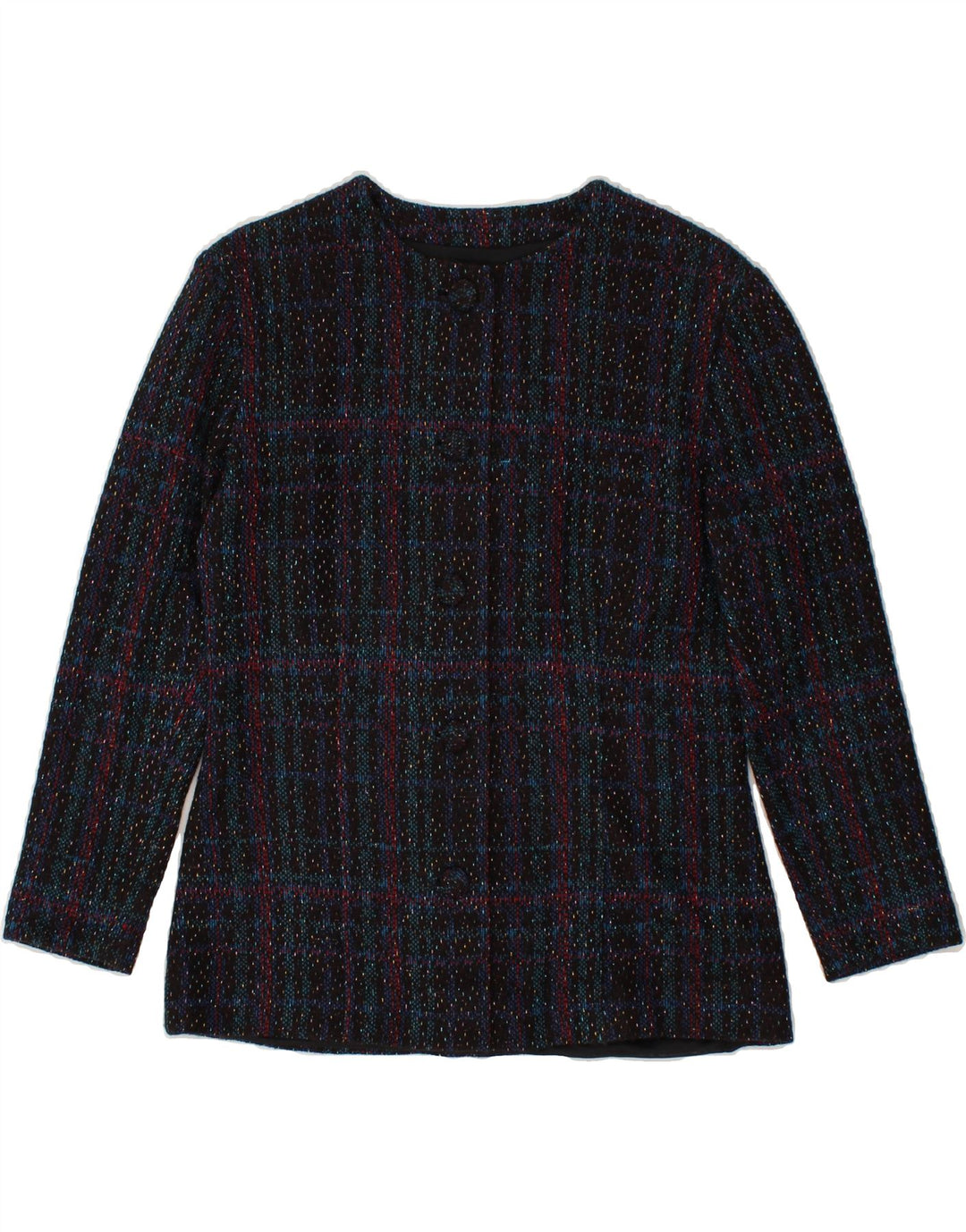 VINTAGE Womens 5 Button Blazer Jacket UK 12 Medium Multicoloured Check Vintage Vintage and Second-Hand Vintage from Messina Hembry 