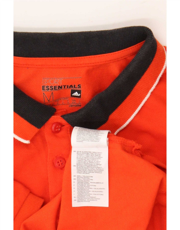Adidas Herre Climalite Polo Shirt Medium Orange Colourblock Bomuld