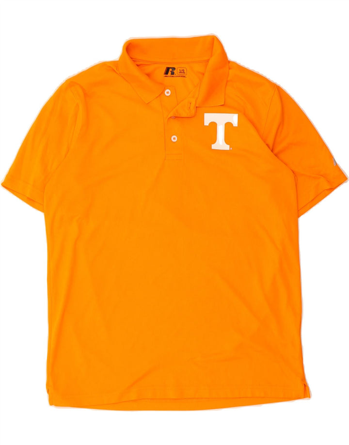 RUSSELL ATHLETIC Mens Polo Shirt Large Orange Polyester Vintage Russell Athletic and Second-Hand Russell Athletic from Messina Hembry 