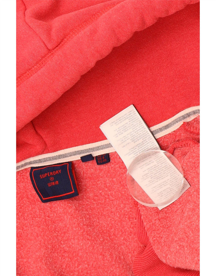 SUPERDRY Womens Zip Hoodie Sweater UK 12 Medium  Red Cotton