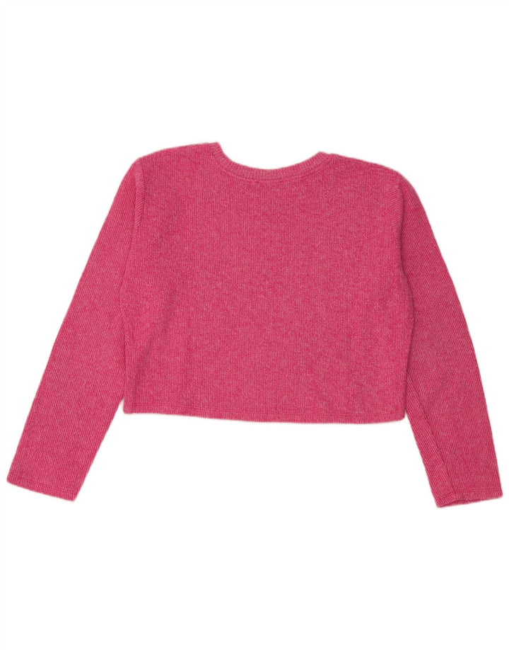 ZARA Womens Crop Oversized Crew Neck Jumper Sweater UK 10 Small Pink