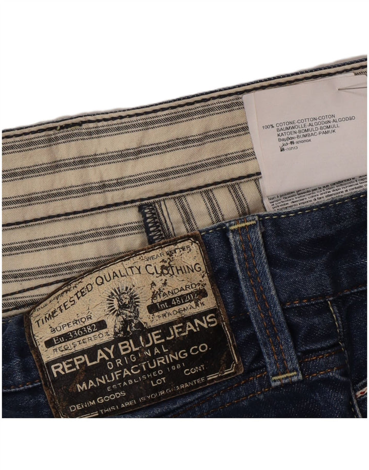 Replay Herre Straight Jeans W34 L32 Blå Bomuld