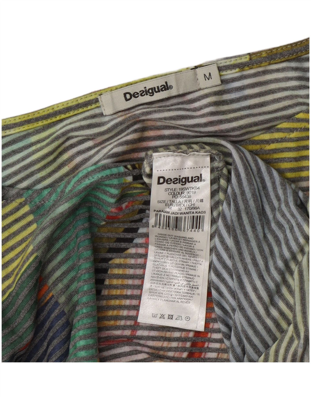 Desigual Womens Crop Bluse Top UK 14 Medium Multicolored Pinstripe