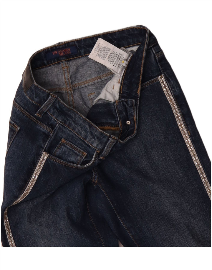 Trussardi Dame Slim Jeans IT 40 Small W26 L29 Blå Bomuld