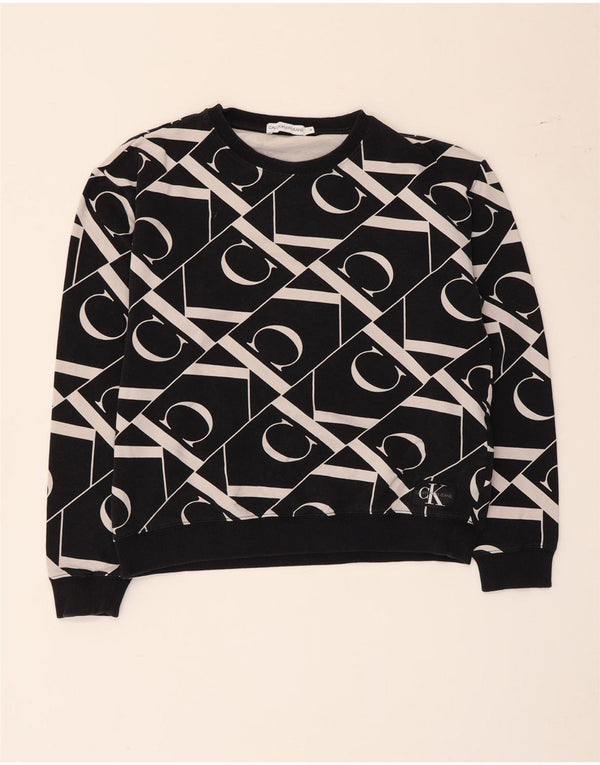 Calvin Klein Jeans Piger Grafisk Sweatshirt Jumper 13-14 År Sort Bomuld