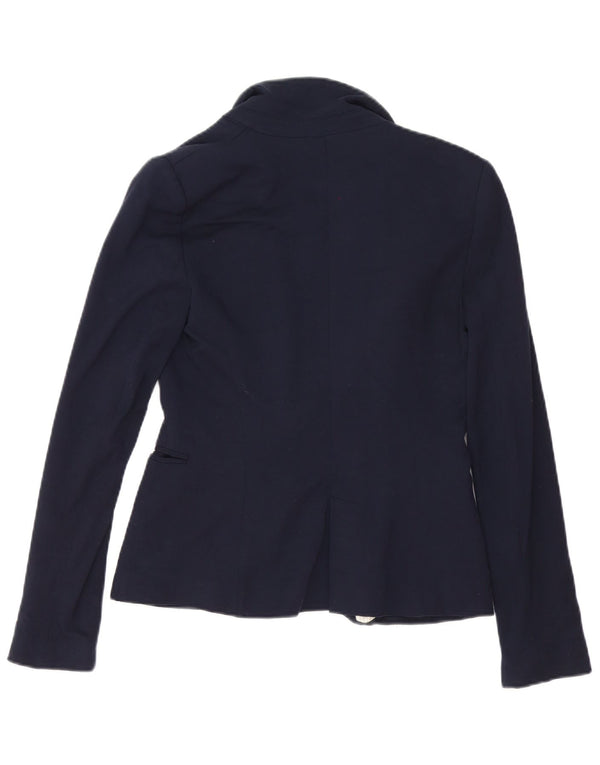 Zara Dame 1 Knap Blazer Jacket UK 10 Small Navy Blue Acetate