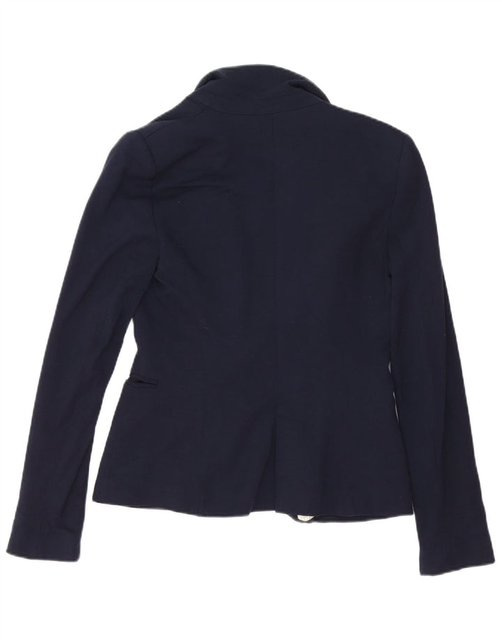 Zara Dame 1 Knap Blazer Jacket UK 10 Small Navy Blue Acetate