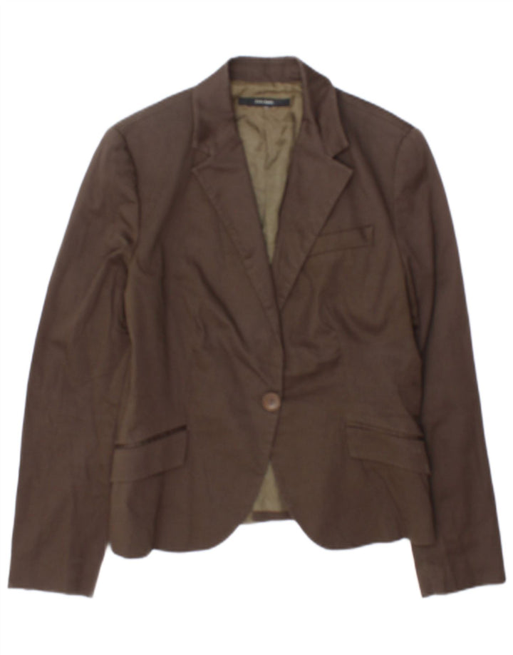 Zara Dame 1 Knap Blazer Jacket UK 8 Lille Brun