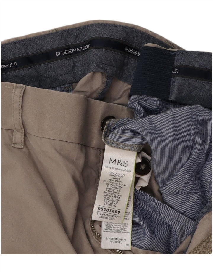 Marks & Spencer Herre Blue Harbor Lige Chinobukser W38 L31 Grå