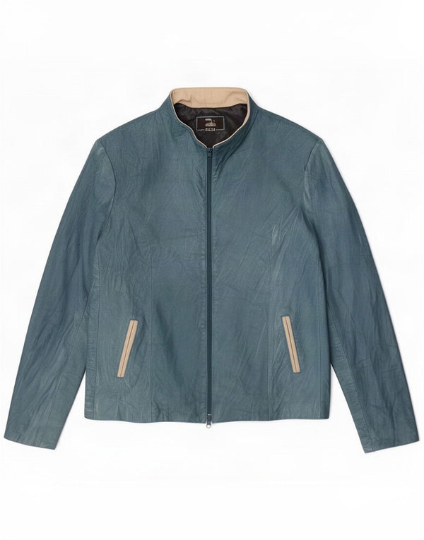 Vintage Dame Læderjakke IT 54 3XL Blå