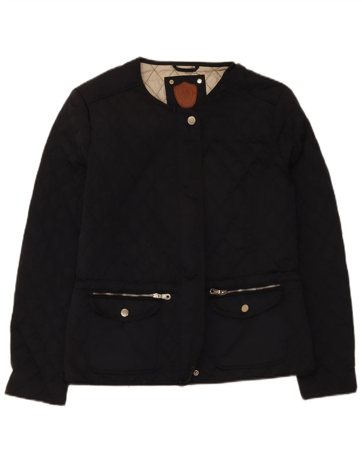 Massimo Dutti Dame Quiltet Jakke UK 14 Stor Sort Polyester