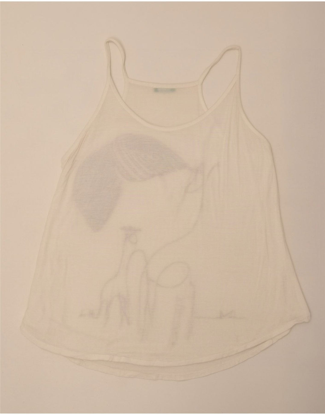 Benetton Womens Grafisk Cami Top UK 14 Medium White Viscose