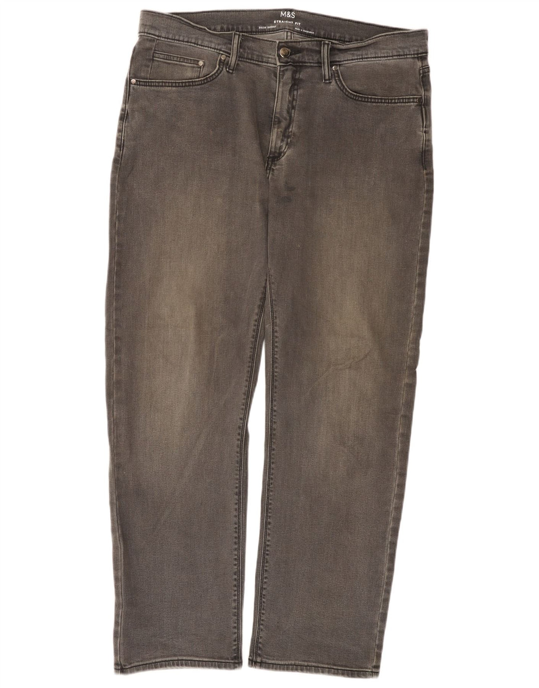 MARKS & SPENCER Straight jeans til mænd W34 L29 Grå bomuld