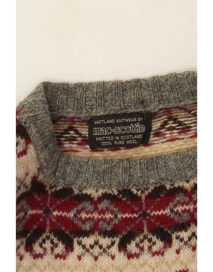 Vintage herre rund hals sweater medium flerfarvet klassisk