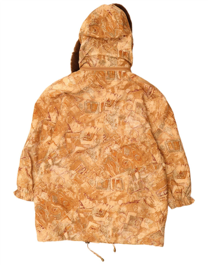 VINTAGE vindjakke med hætte til kvinder str. 22 3XL Beige Geometrisk