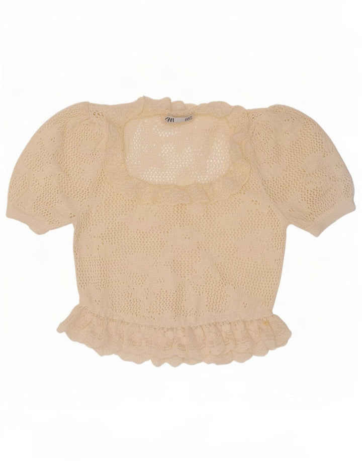 Zara Damestrik Oversized Bluse Top UK 10 Small Off White