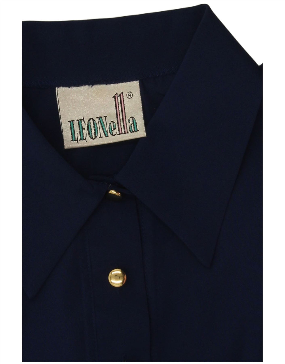 Vintage dame poloshirt i overstørrelse UK 18 XL marineblå polyester