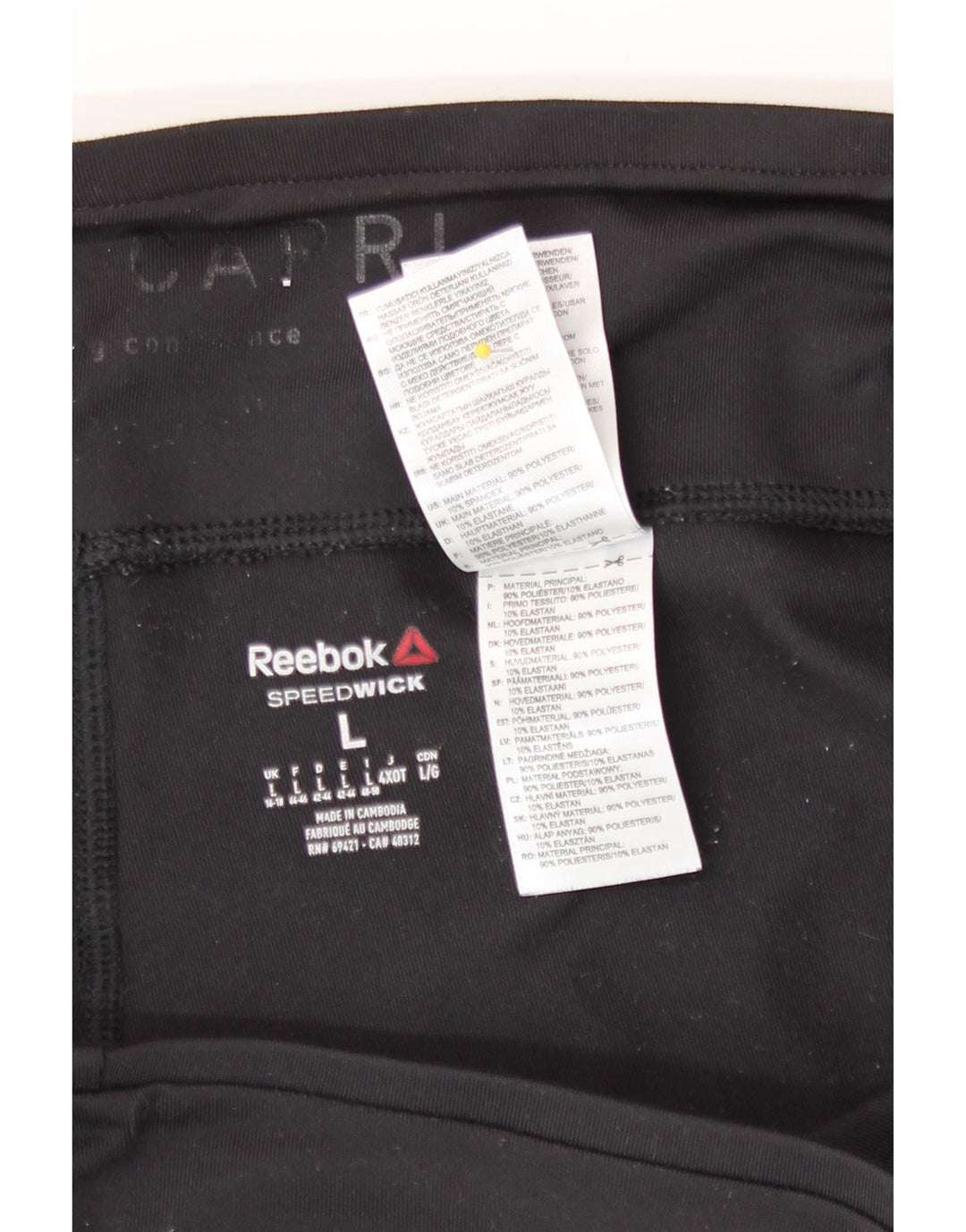 Reebok Dame Capri Leggings UK 16/18 Large Black Polyester