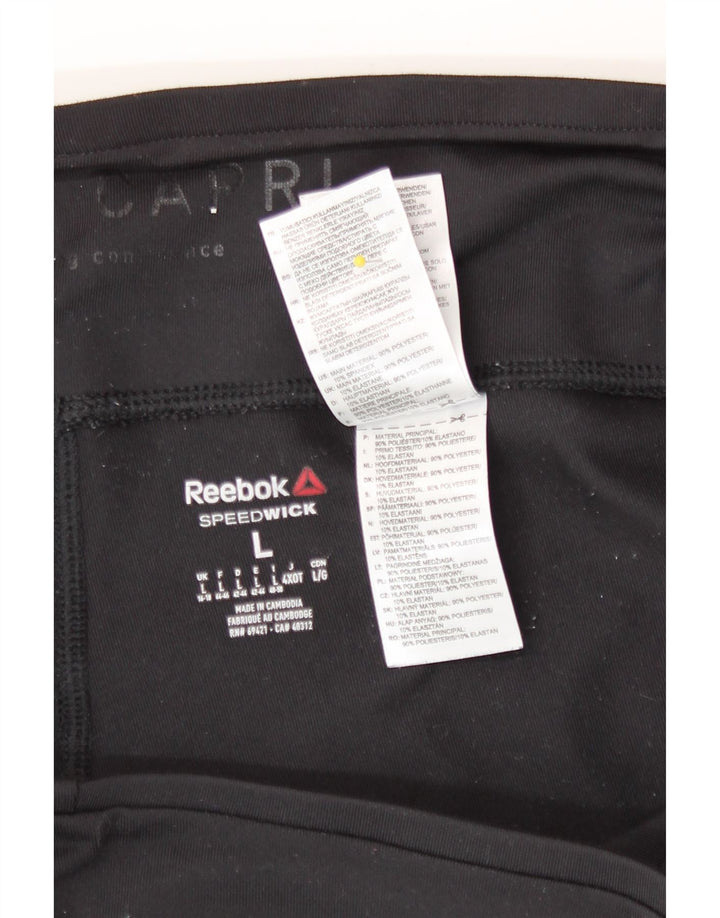 Reebok Dame Capri Leggings UK 16/18 Large Black Polyester