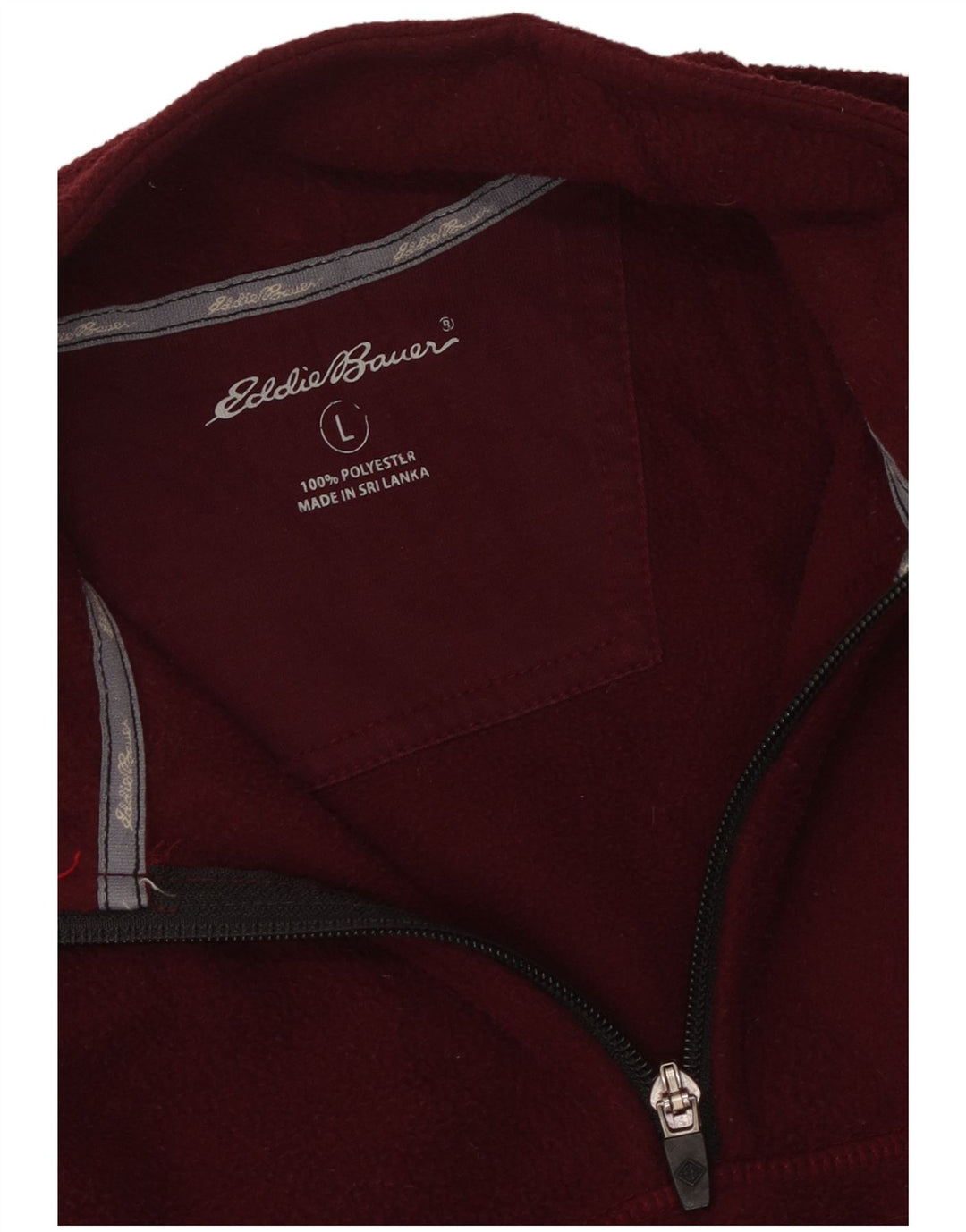 Eddie Bauer herre lynlås hals fleece jumper stor rødbrun polyester