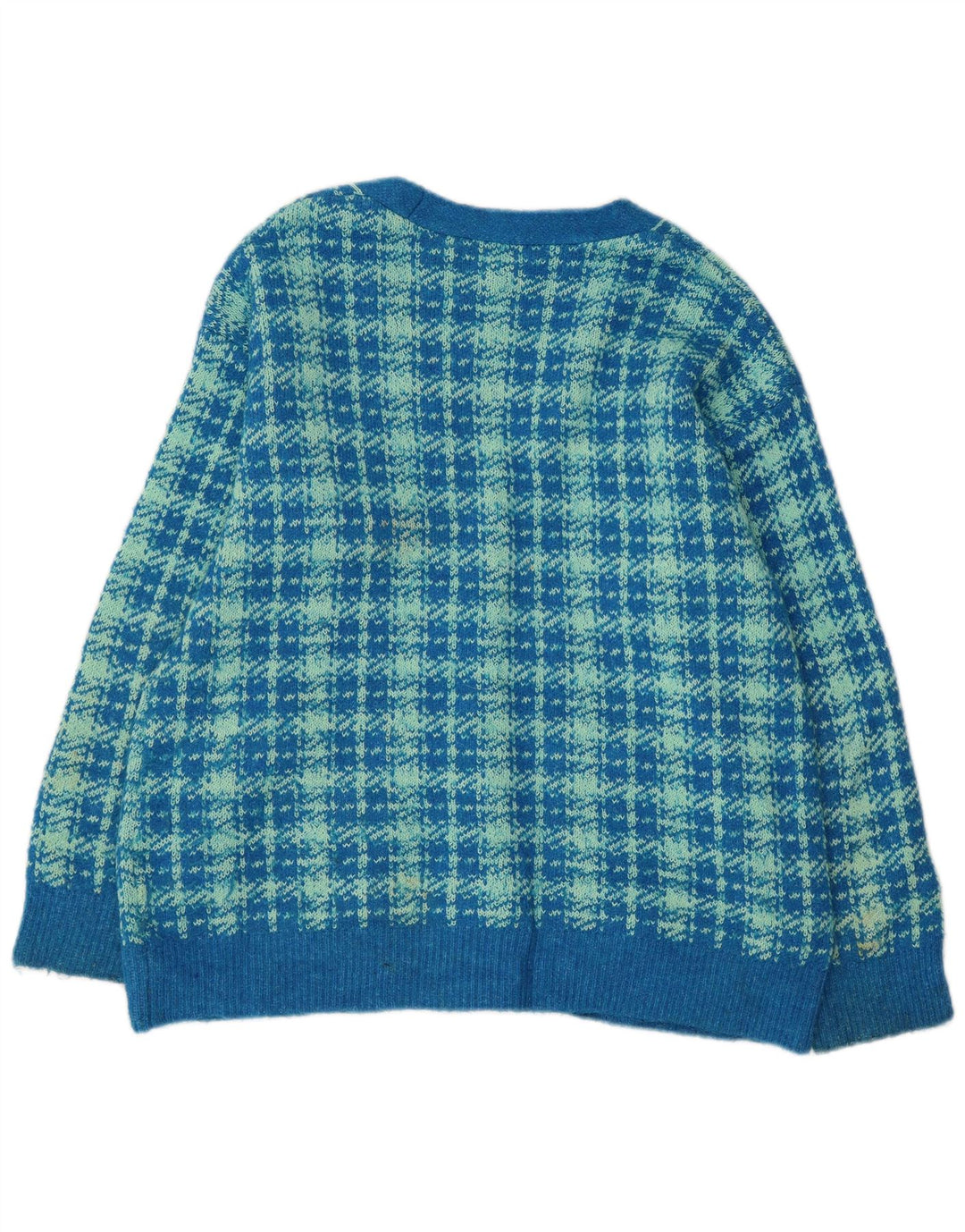 Zara oversized cardigantrøje til kvinder DK 10 Small Blue Houndstooth Bomuld