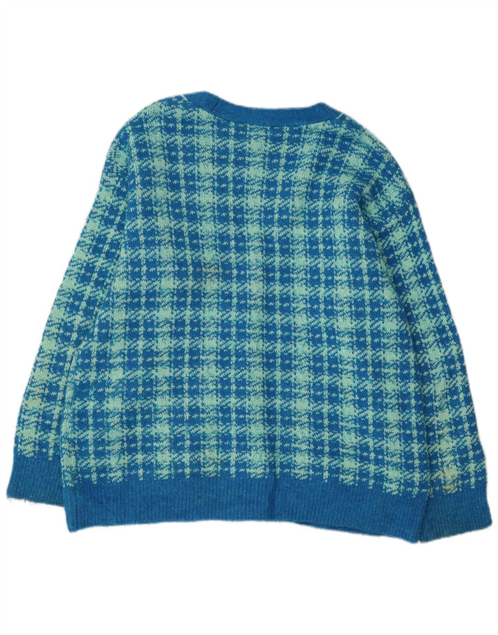 Zara oversized cardigantrøje til kvinder DK 10 Small Blue Houndstooth Bomuld