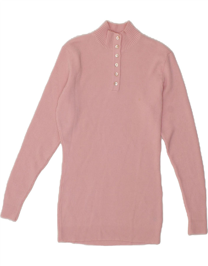 VINTAGE Womens Button Neck Jumper Sweater UK 6 XS Pink Vintage Vintage and Second-Hand Vintage from Messina Hembry 