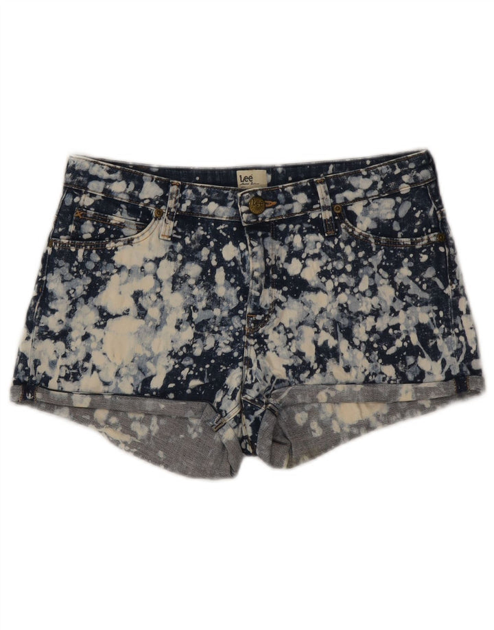 Lee Womens Denim Hot Pants W28 Medium Navy Blue Tie Dye Bomuld