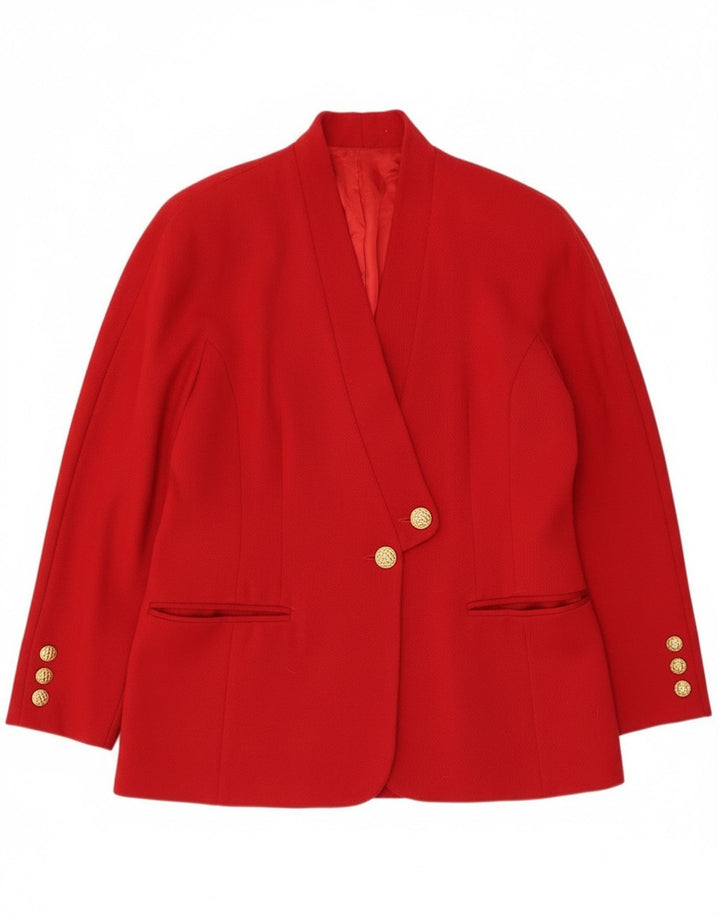 Vintage dame 2-knaps blazerjakke IT 44 Medium Red Virgin Wool