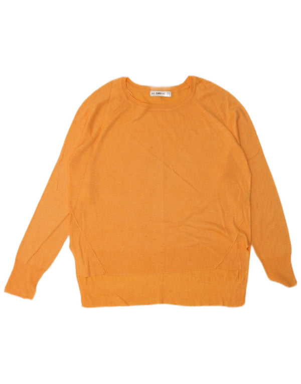 Zara Dame Boat Neck Jumper Sweater UK 14 Medium Orange