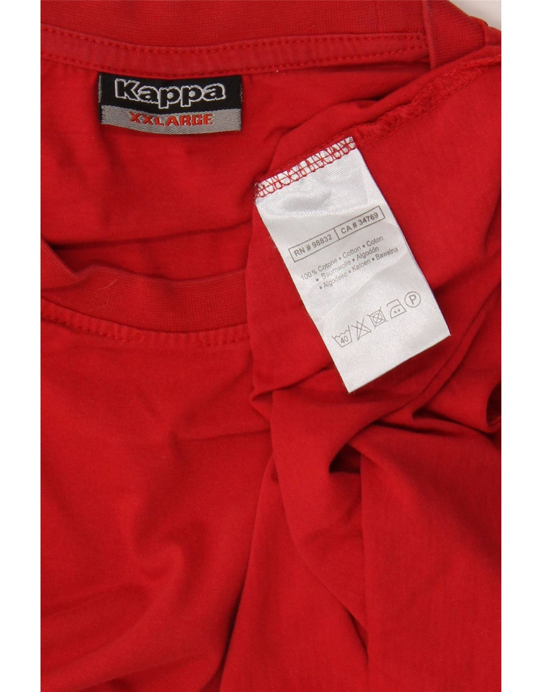 Kappa Herre T-Shirt Top 2XL Rød Bomuld
