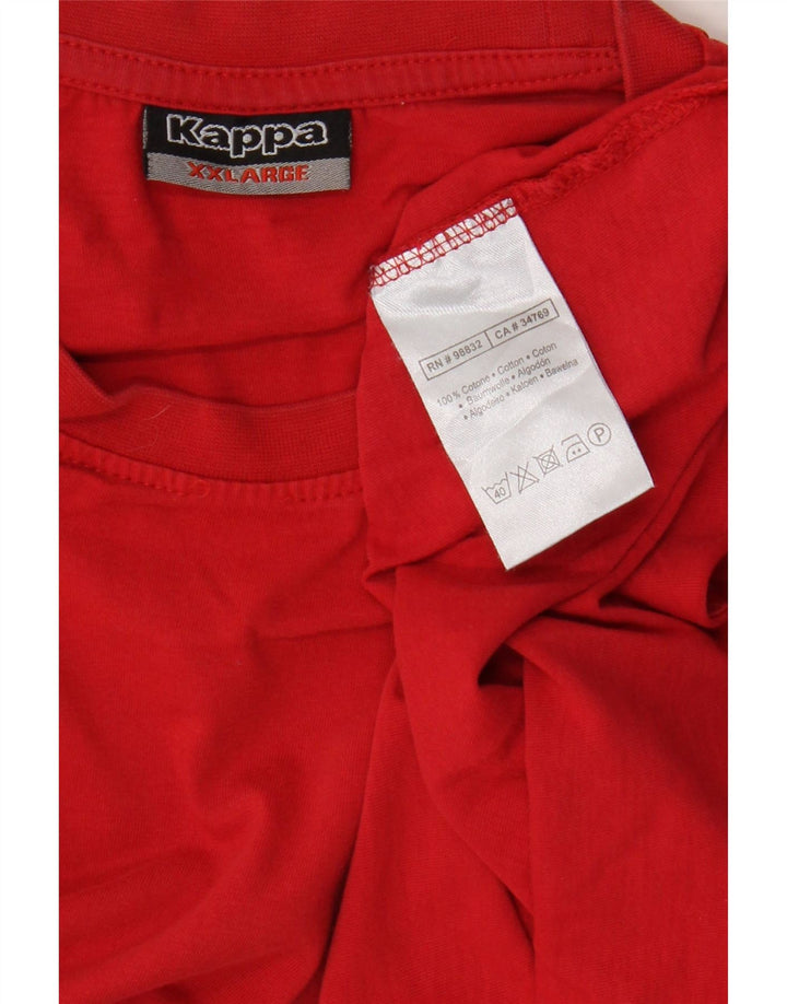 Kappa Herre T-Shirt Top 2XL Rød Bomuld