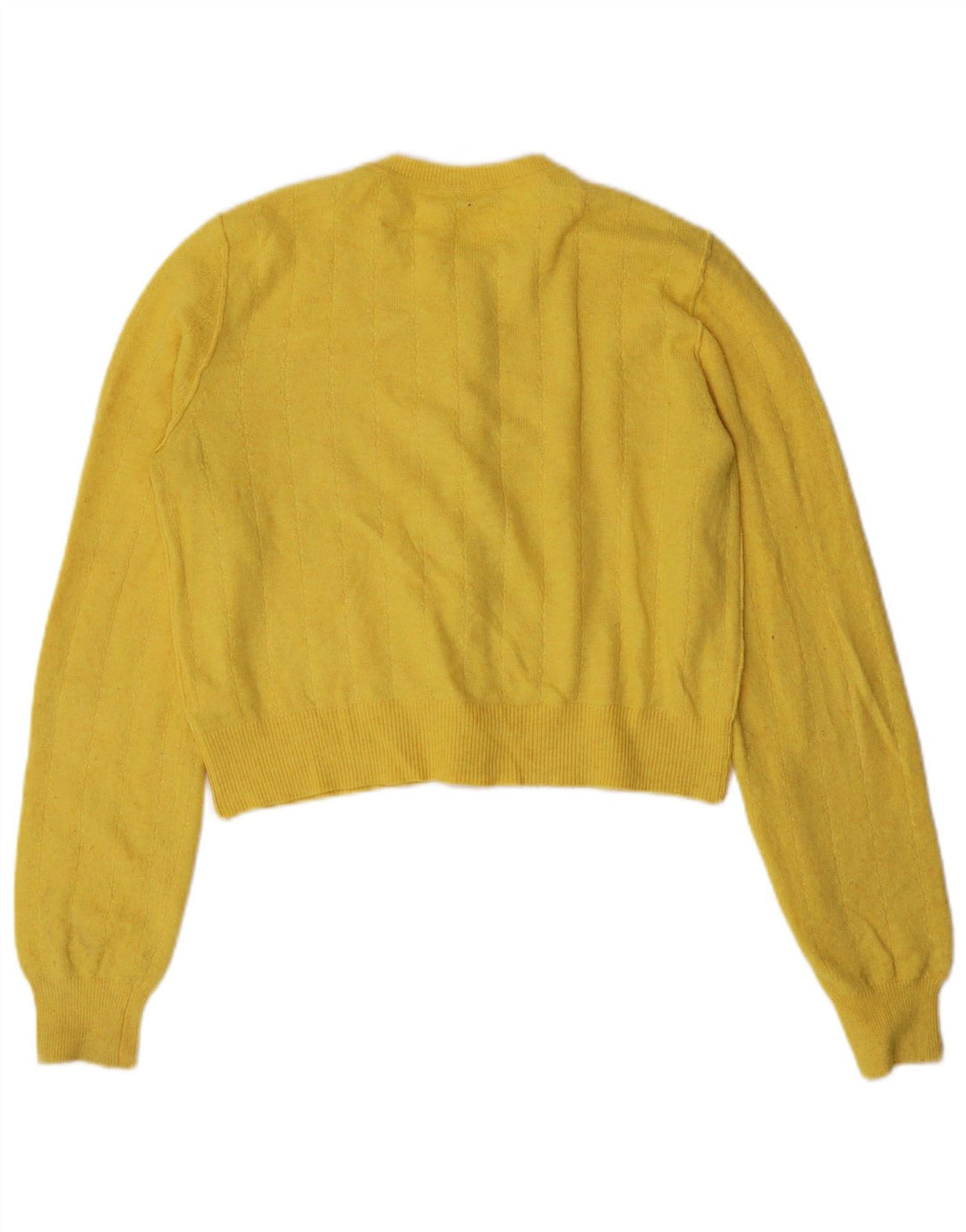 PEPE Jeans Dame Crop Cardigan Sweater UK 10 Lille Gul Polyester