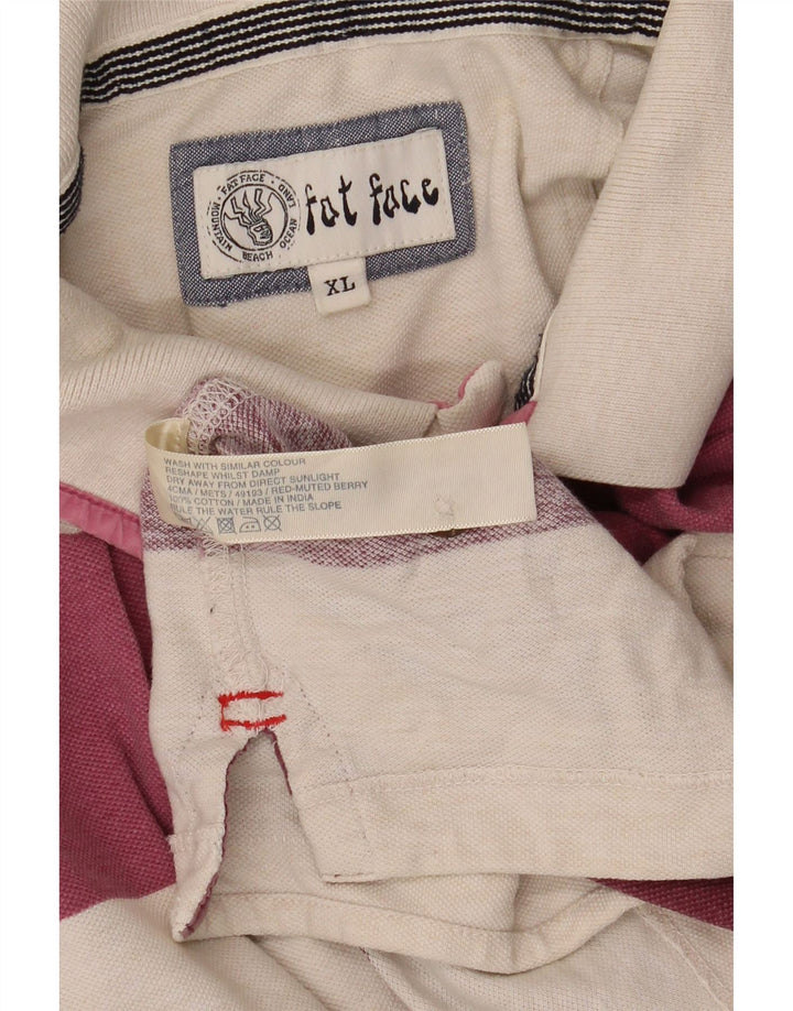 Fat Face herre poloshirt XL rødbrun stribet bomuld