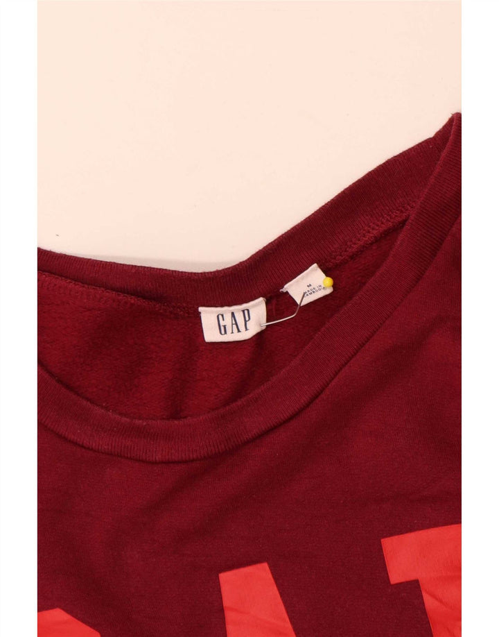 Gap Womens Graphic Sweatshirt Jumper UK 14 Medium Burgundy Cotton