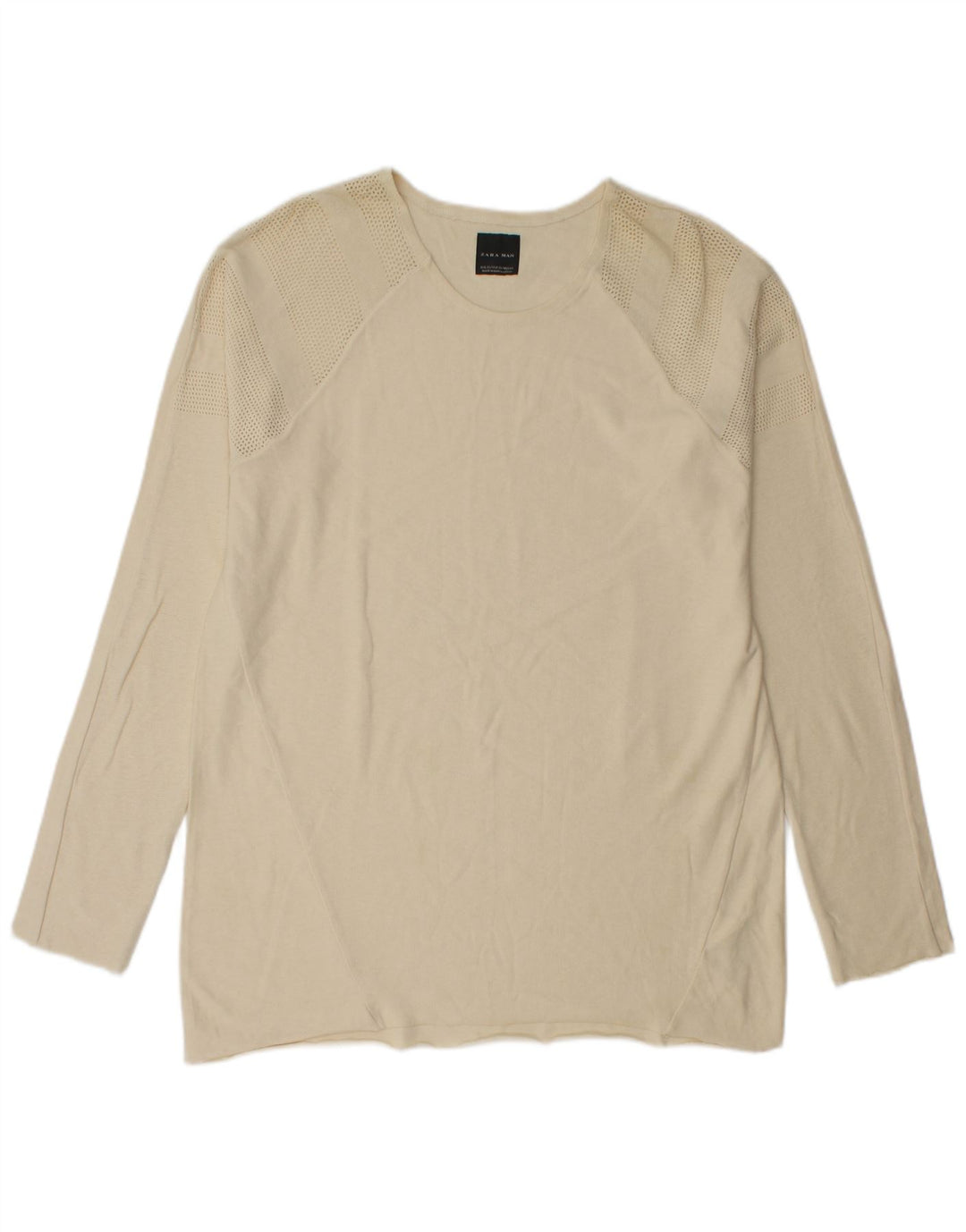 Zara Herre Top Langærmet XL Beige Bomuld