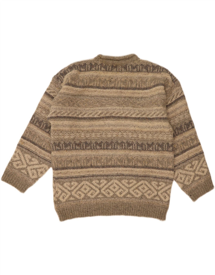 Vintage Herre Turtle Neck Jumper Sweater Large Grey Fair Isle Wool