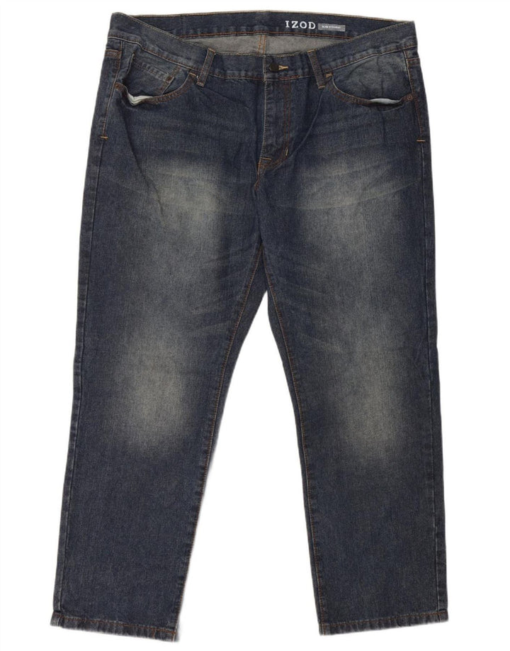IZOD Herre Slim Straight Jeans W40 L30 Blå Bomuld