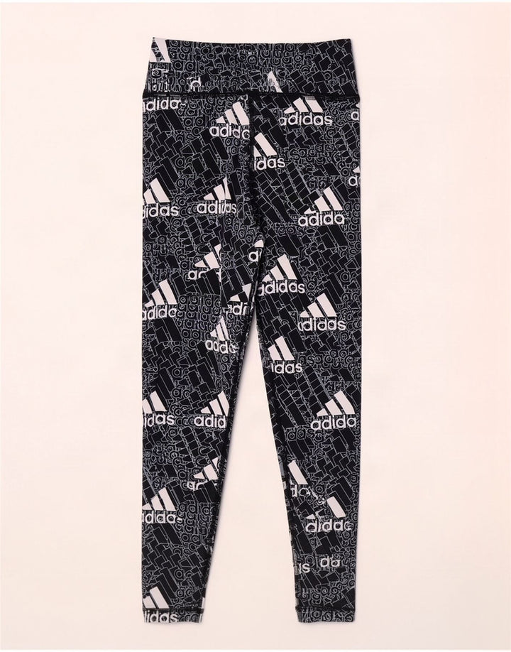 Adidas Graphic Leggings til kvinder UK 12/14 Medium Black Polyester