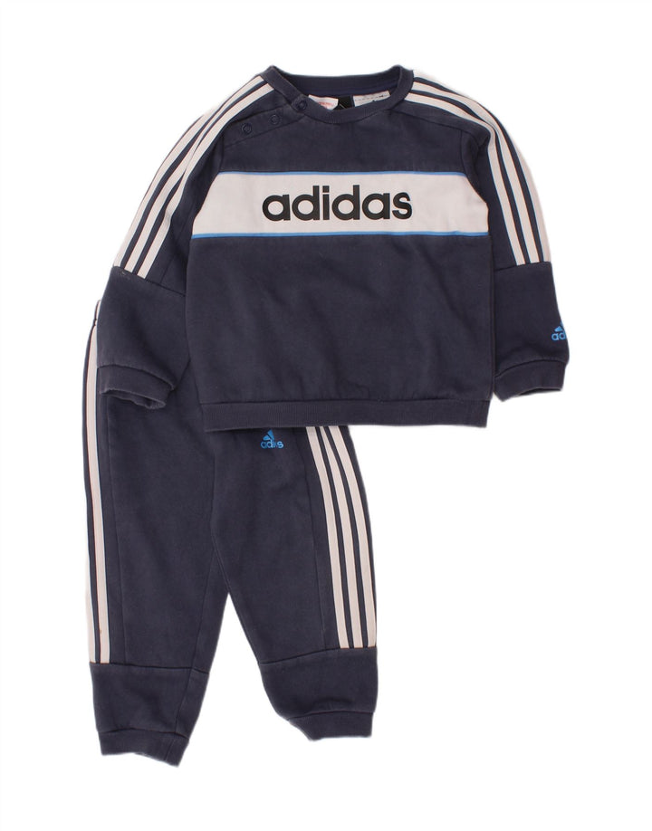 ADIDAS Baby Boys Grafisk hel træningsdragt 12-18 måneder Navy Blue Colourblock