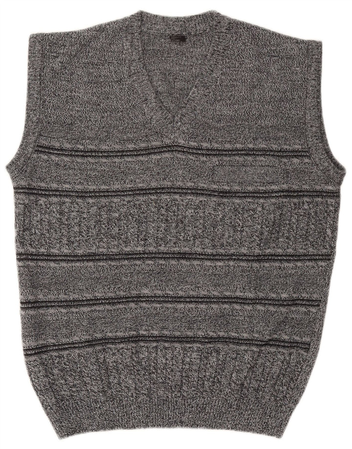 Vintage herrevest tanktop mellem grå stribet