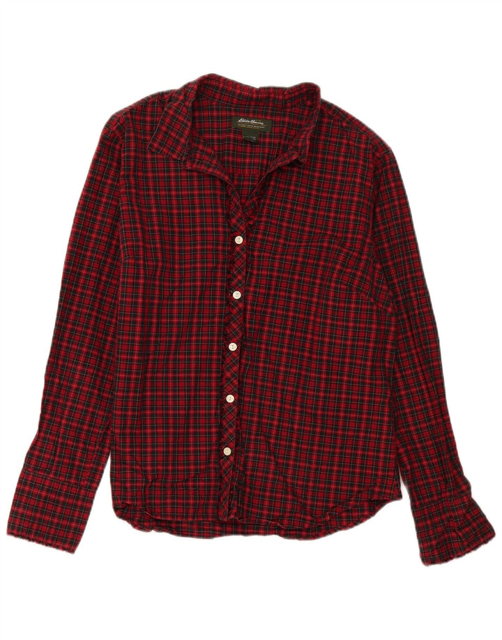 Eddie Bauer Dame Flannel Shirt UK 16 Stor rød ternet bomuld