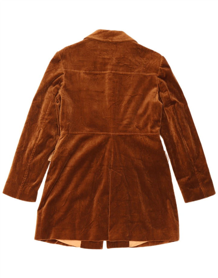 Zara Womens Velvet Overcoat EU 40 Medium Brown Bomuld