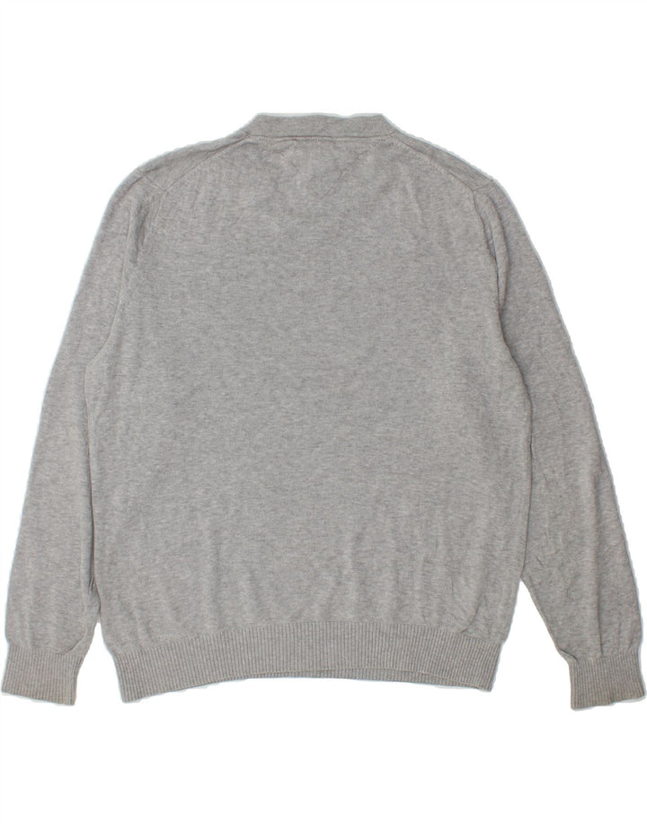 TOMMY HILFIGER Mens V-Neck Jumper Sweater Large Grey Cotton Vintage Tommy Hilfiger and Second-Hand Tommy Hilfiger from Messina Hembry 