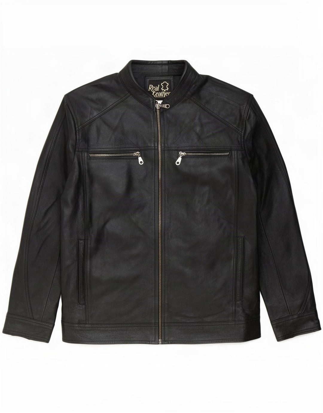 Vintage Herre Læder Biker Jacket UK 40 Large Black