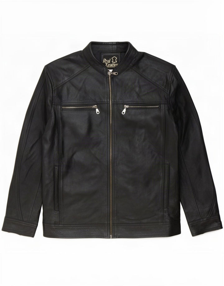 Vintage Herre Læder Biker Jacket UK 40 Large Black